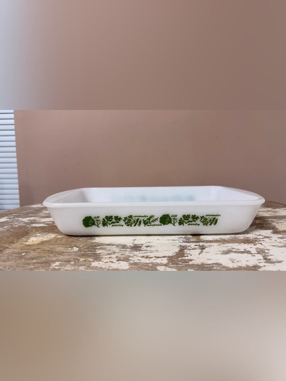 Vintage 1960s Glasbake Garden Herb Baking Dish